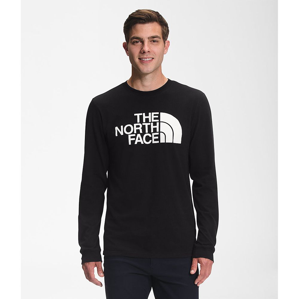 The North Face Long Sleeve Mens Australia - The North Face Long Sleeve Half Dome Black / White (YTU-